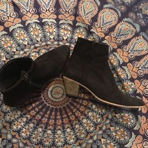 Fluevog black suede bootie size 9